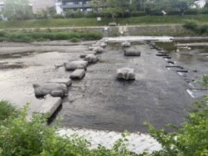 蓼倉橋の先にある高野川の飛び石