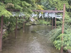 上賀茂神社の境内を流れる川に飾られた風鈴