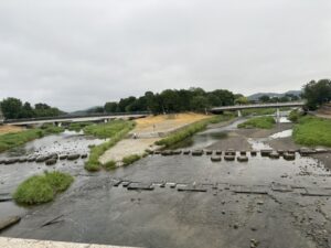 賀茂大橋から見た鴨川デルタ（高野川と賀茂川の合流点）