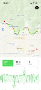 ランニングアプリに表示された山科疏水のコース地図