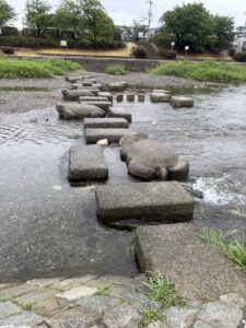 鴨川デルタの飛び石|対岸へ渡ることができる