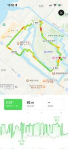 ランニングアプリに表示された彦根城の内堀コースの地図