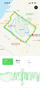 ランニングアプリに表示された彦根城の外周コースの地図