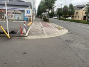 円町から北へ続く西大路通の歩道