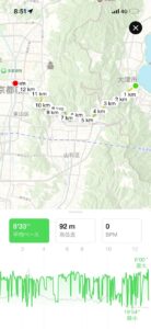 ランニングアプリの地図。琵琶湖から鴨川まで