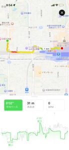 ランニングアプリに表示された帰りのコース地図