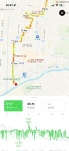 ランニングアプリの地図（4）三栖閘門まで