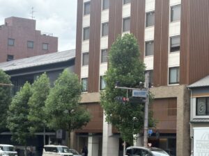 烏丸丸太町交差点から烏丸通を南に見たところ