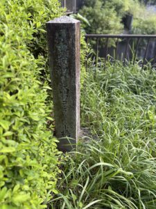 草むらの中の石柱