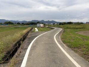 曲がりくねった西岸の自転車道