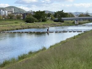 二条大橋の北の飛び石