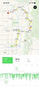京都駅から蹴上・疏水分線・堀川紫明までのランニングルート地図