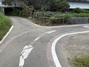 上野橋の手前のY字路